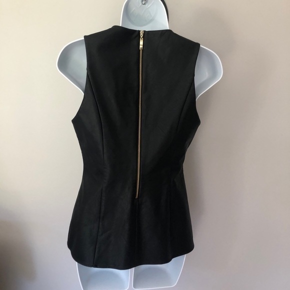 Julie Brown sleeveless black faux leather peplum top - Picture 5 of 8